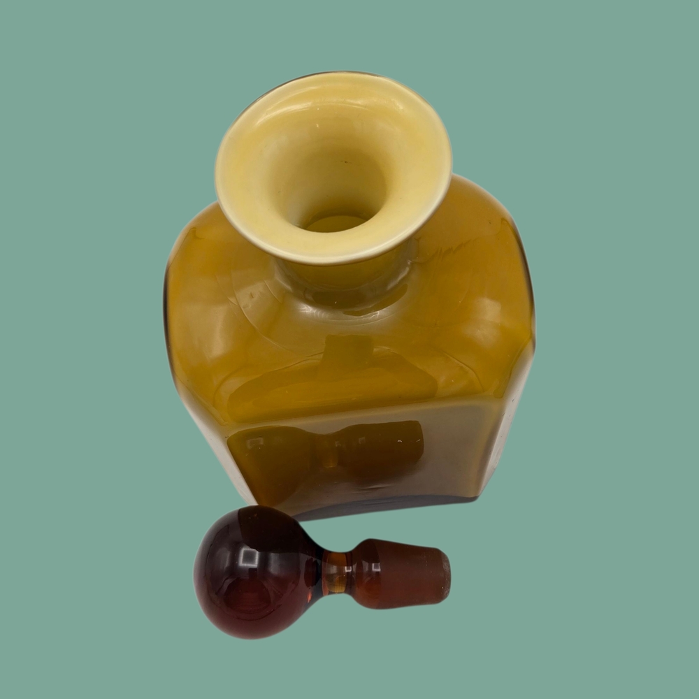 MCM Vintage Hand Blown Amber Case Glass Art Deco Bottle Artisan Made - Picture 6 of 11